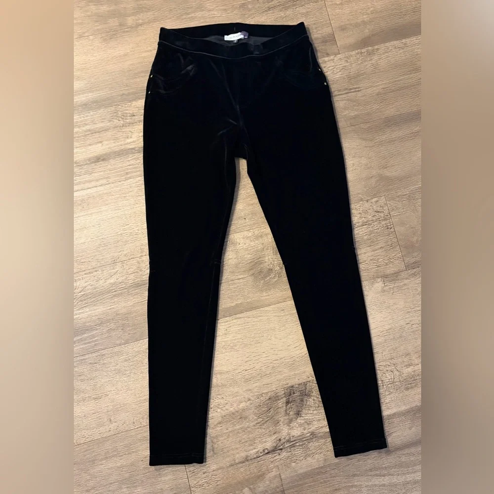 Calvin Klein Black Power Stretch Velvet Leggings - Picture 6 of 7